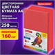 Бумага цветная ПЛОТНАЯ BRAUBERG, А4, 160 г/м2, 250 л., красная, интенсив, для печати, творчества, 116672 116672