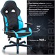 Кресло компьютерное BRABIX Storm GM-006, регулируемые подлокотники, экокожа, черное/голубое, 532501 532501