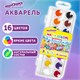 Краски акварельные ЮНЛАНДИЯ "ДОМИКИ" 16 цветов, круглые кюветы 23 мм, пенал, 192631 192631