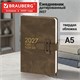 Ежедневник датированный 2027, А5, 138х213 мм, BRAUBERG "Trace", под кожу, ремешок, коричневый, 117981 117981