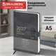 Ежедневник датированный 2027, А5, 138х213 мм, BRAUBERG "Trace", под кожу, ремешок, серый, 117982 117982