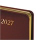 Ежедневник датированный 2027, МАЛЫЙ ФОРМАТ, 100х150 мм, А6, BRAUBERG "Iguana", под кожу, коричневый, 118107 118107
